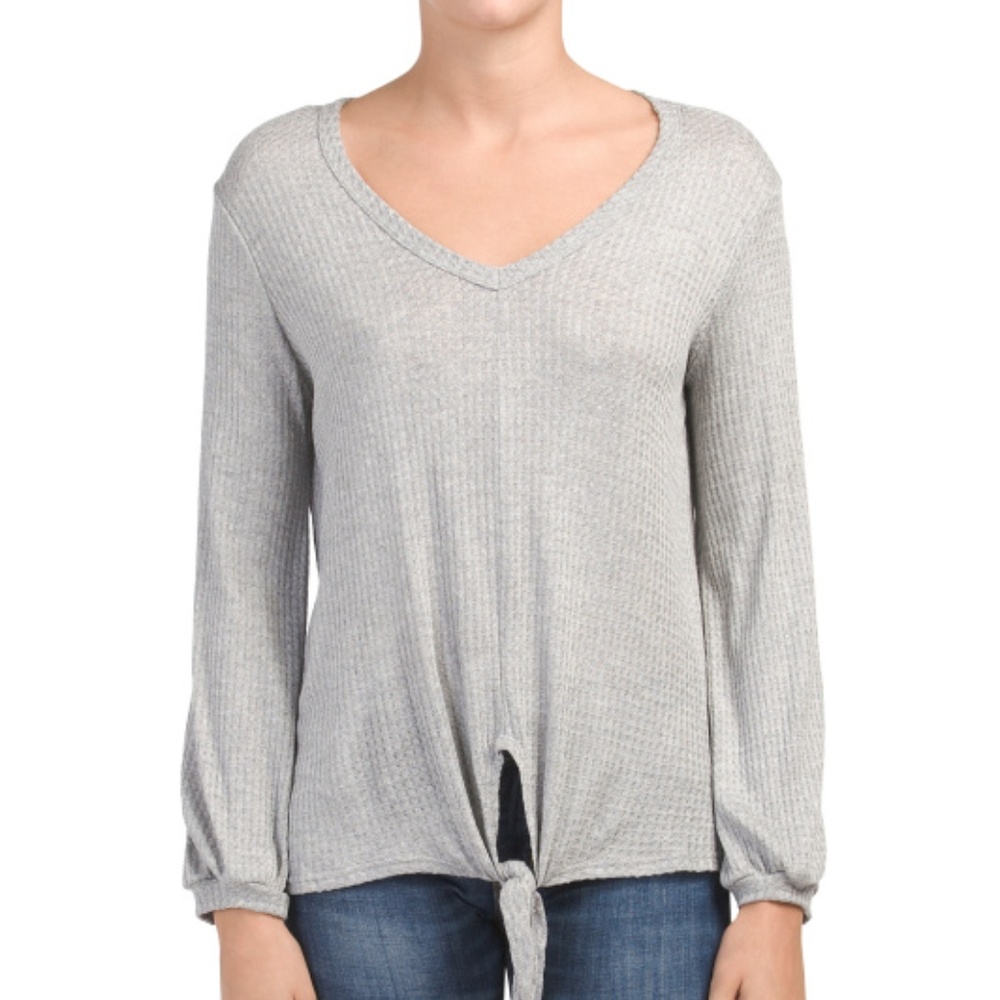 NWT! Tie Front Waffle Knit Top